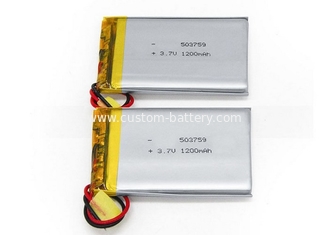 China Lithium Polymer Battery 3.7 V 1S Li-polymer 1200mah 503759 Rechargeable Battery supplier